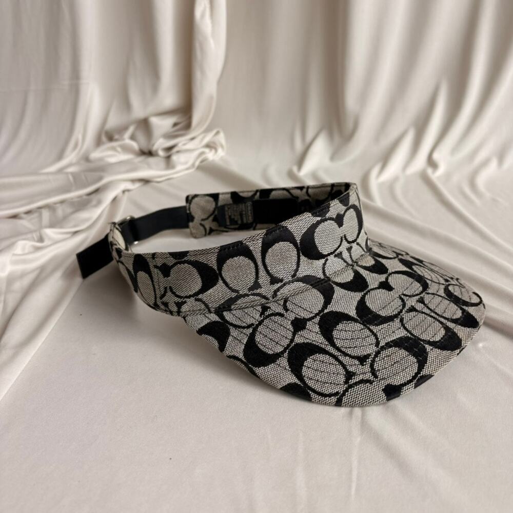 Coach Signature Monogram Visor - Black & Grey, Y2K Style, Size Small